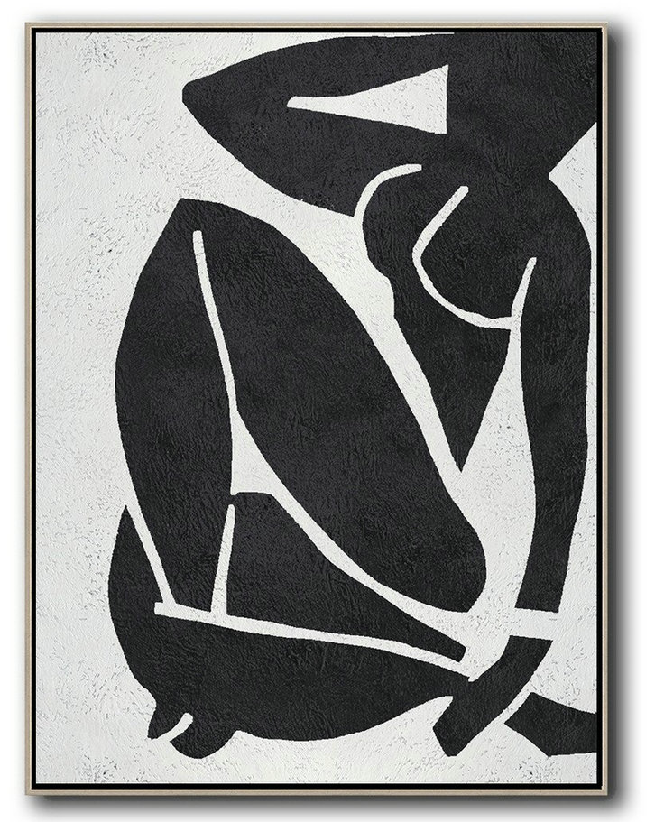Large Abstract Painting On Canvas,Black And White Minimal Painting On Canvas - Huge Canvas Art On Canvas
